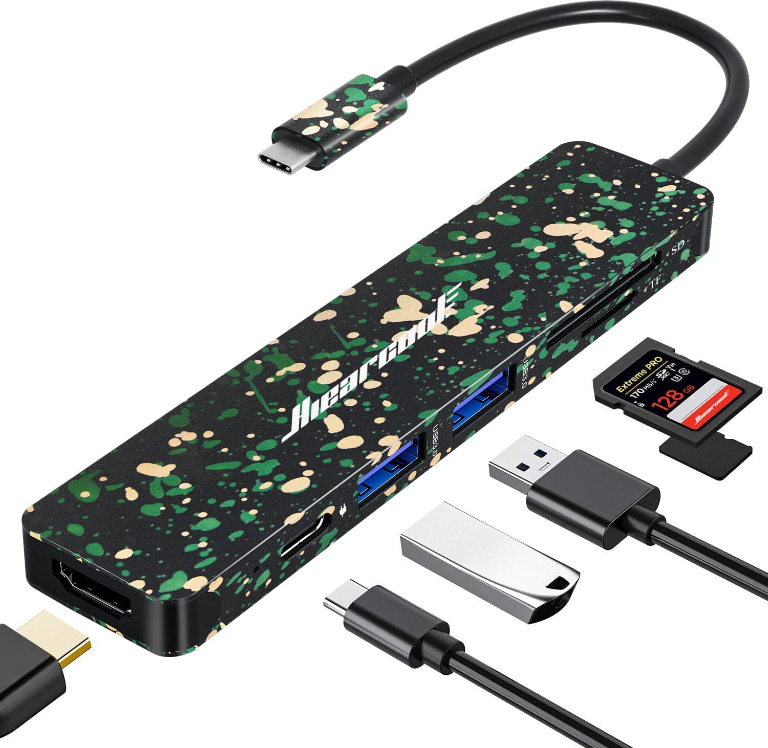 USB C Adapter, USB-C Hub Multiport Adapter, Adapter for MacBook Pro Type C Hub USB C Dock HDMI USB C Dongle, Accessories for MacBook Pro/Air M1 Thunderbolt 3 Hub