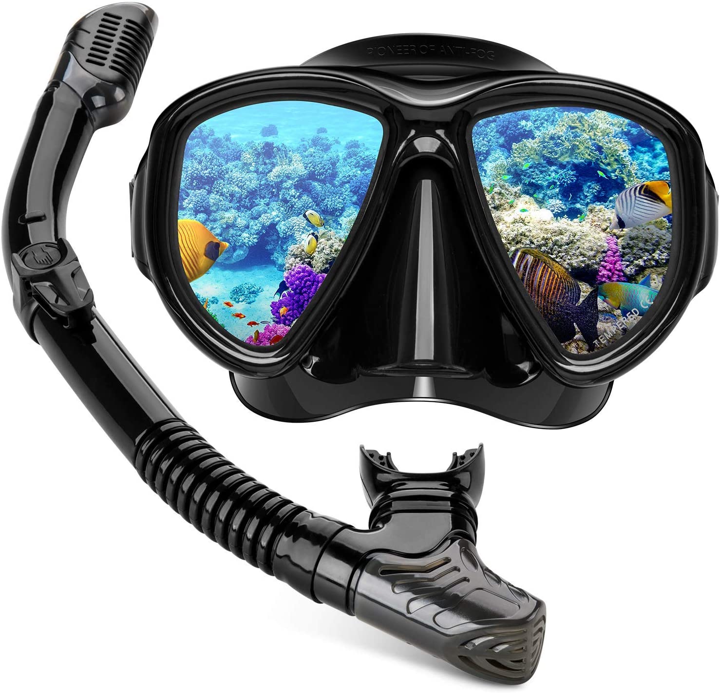 Diving Mask,Hiearcool Diving Goggles Snorkel Set for Adults and Youth,Panoramic View Anti-Fog Lens Anti-Leak Dry Top Snorkel Gear Goggle for Swimming Snorkeling Mask and Scuba Diving Mask