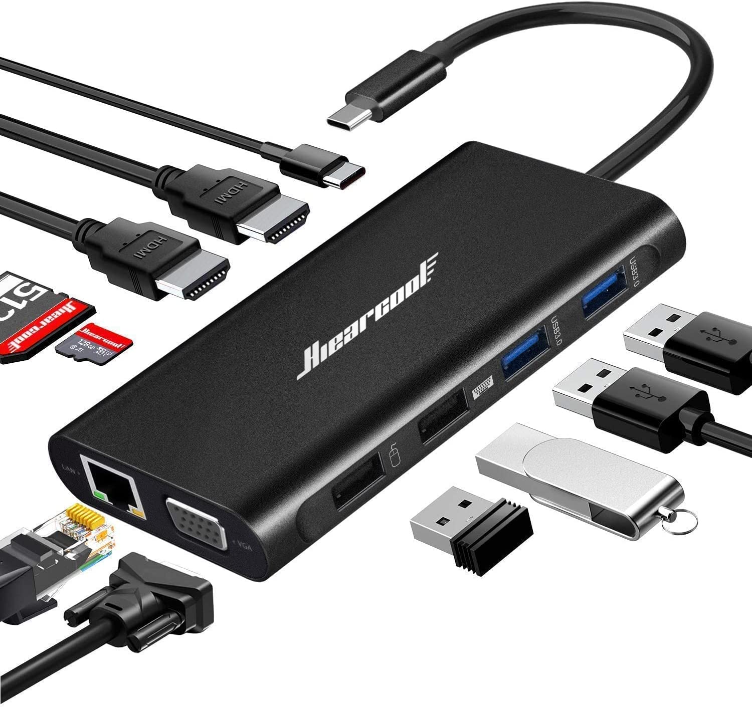 Docking Station,Hiearcool 11IN1 USB C Docking Station,Dual Monitor Laptop Docking Station USB C Dock for Dell HP Lenovo Universal Docking Station for Office and Work from Home