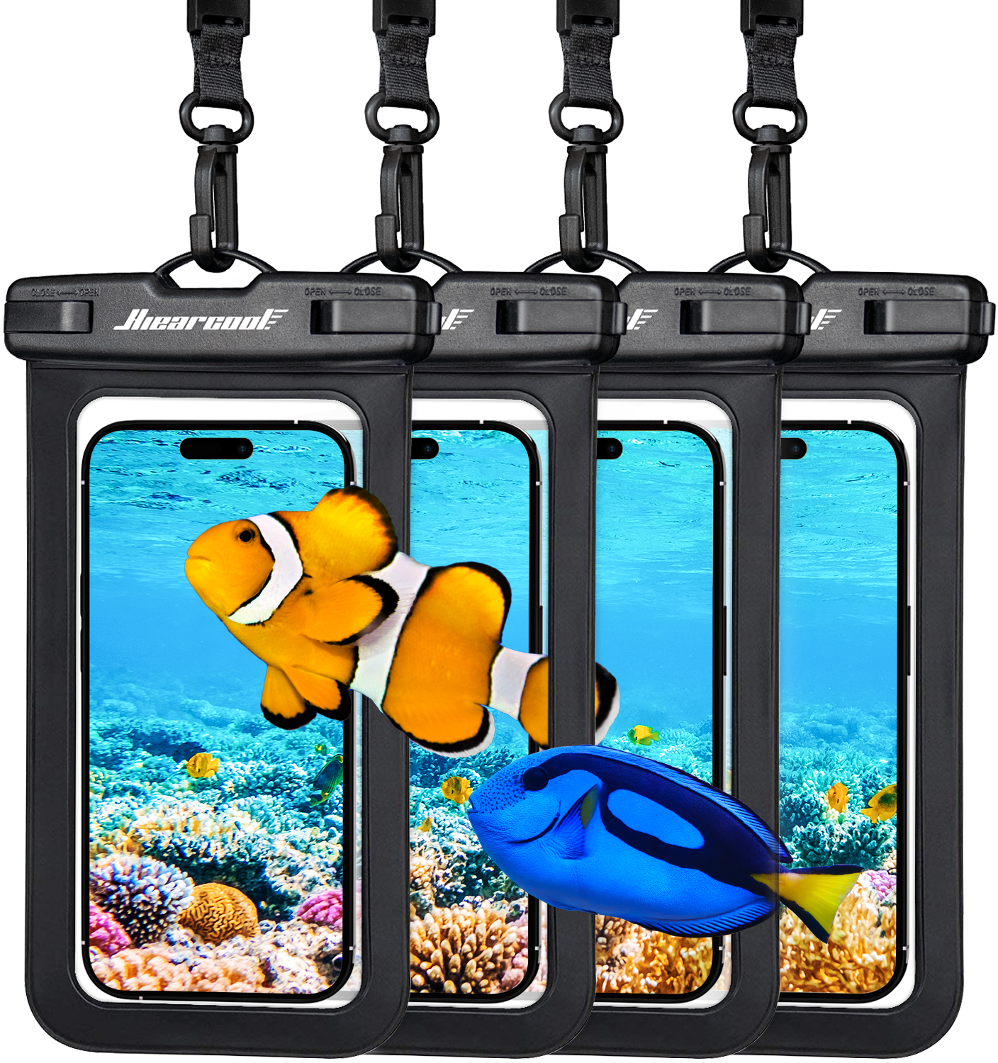 Hiearcool Waterproof Phone Pouch for iPhone, Waterproof Cell Phone Pouch, Phone Water Protector Pouch Waterproof Phone Bag Travel Essentials Cruise Accessories Must Haves-4Pack Black